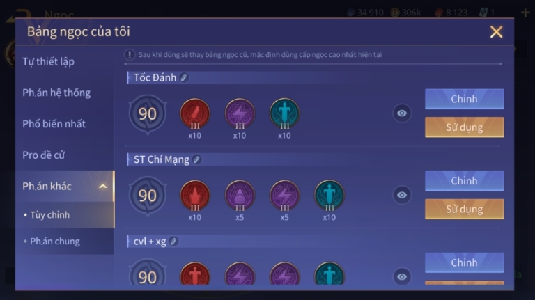 Bảng ngọc Liên Quân Mobile Full mới nhất